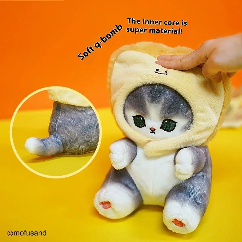 Genuine Mofusand Shark Cat 20cm Soft Kawai Stuffed Plush Doll Cute Food Cat Series Detachable Head Cover Plushie Kids Gift Toys