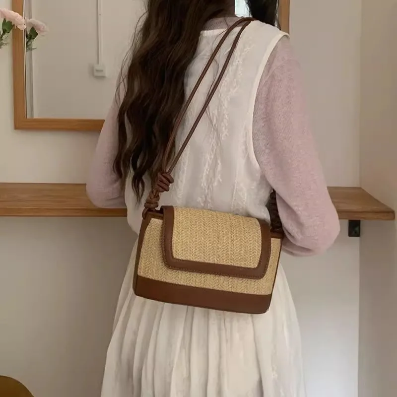 

Straw Knitted Shoulder Bags for Women 2024 New Ladies Crossbody Bags Casual Bohemian Handbags Summer Holiday Woven Beach Bags