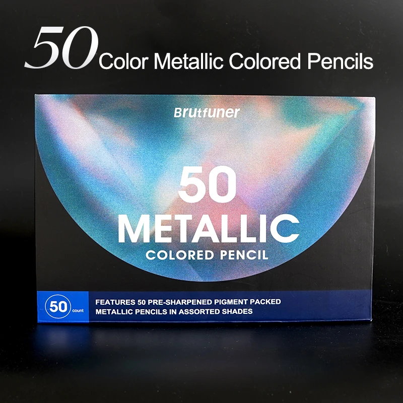 50 Color Metallic Colored Pencils Profession Drawing Soft Wood Pencil For Artist Sketch Coloring Art Supplies