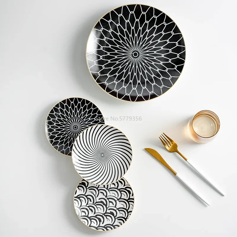 Nordic Style Household Ceramic Western Plate Steak Flat Dish Fruit Plate Decorative Ceramica Teller Porzelan Set 1PC view 3