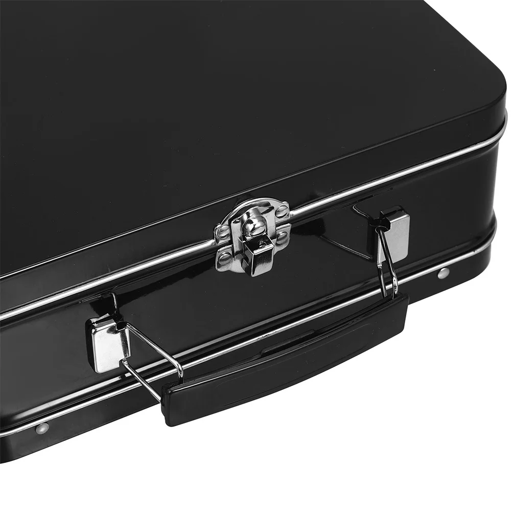 

2Pcs Tinplate Box with Lock Vintage Treasure Case Desktop Organizer Jewelry Keepsake Storage Box Desk Organizer