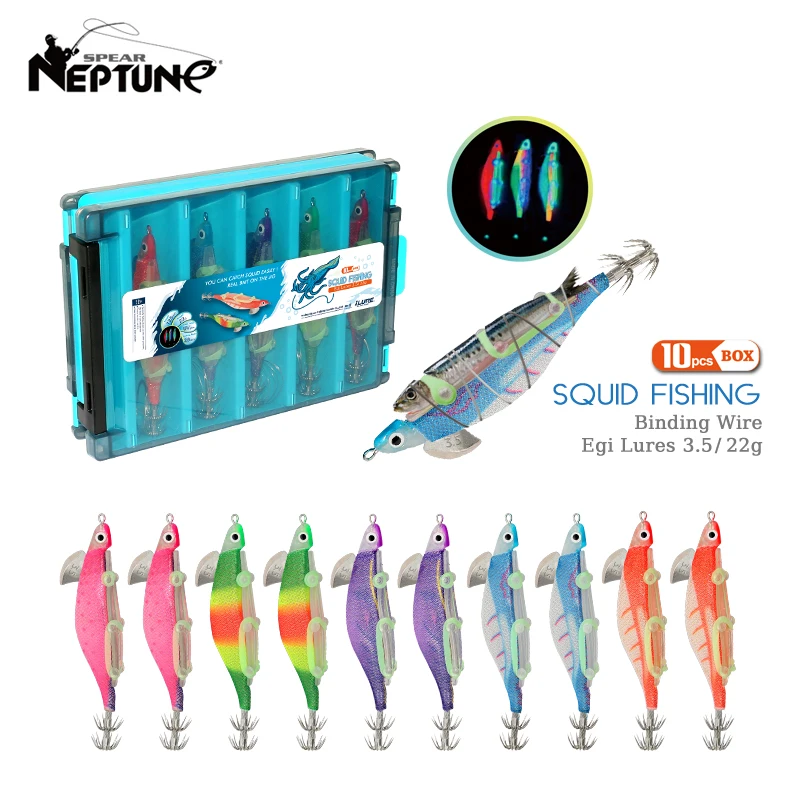 

New 1Set 10pcs Fishing Lures Kit Squid Jig Bait Artificial Luminous Webfoot Octopus Egi Lure Wobbler Cuttlefish Hook Sea Tackle