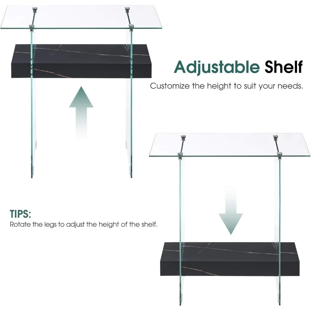 طاولة أريكة ضيقة حديثة 31.5 مع مساحة تخزين وأرفف خشبية طبيعية للمساحات الصغيرة في غرفة المعيشة #6