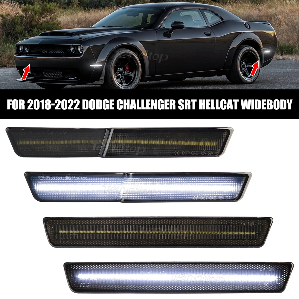 for Dodge Challenger SRT Hellcat Redeye R/T Scat Pack Widebody 2018-2022 4pcs White LED Front Red Rear Bumper Side Marker Light