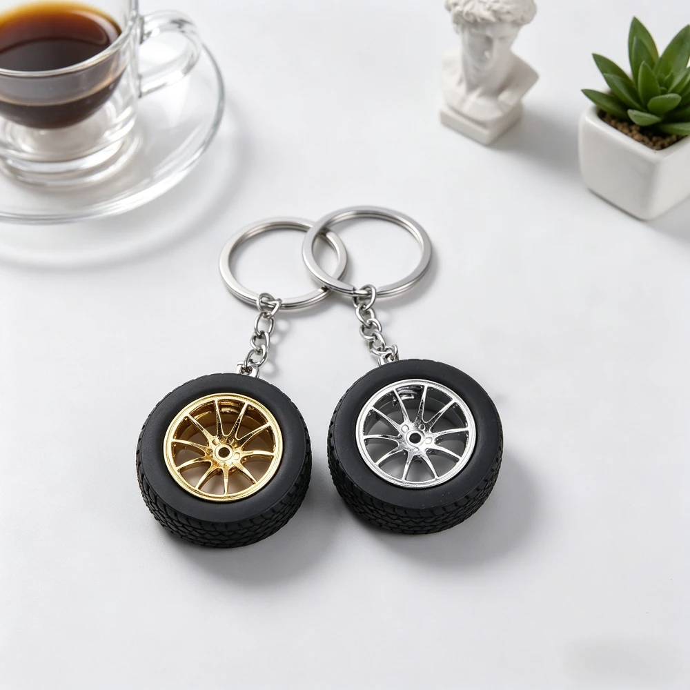 Kreative Auto-Zubehörteile: Mini-Felgen-Schlüsselanhänger, Turbo-Radnaben-Modell, Persönlicher Schlüsselring für Männer und Frauen, Anhänger-Accessoire, Geschenk – Detail 1