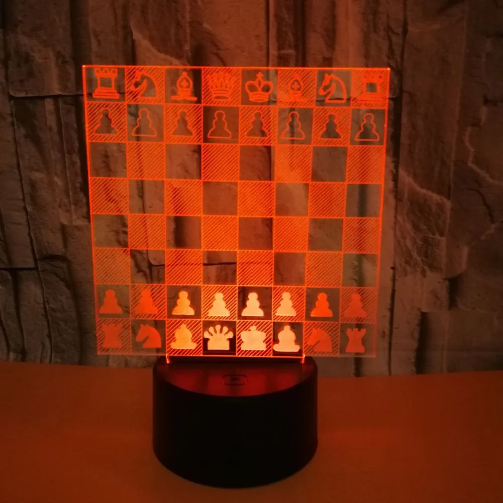 3D Optical Illusion Night Light Game of Chess Decorative Desk Lamp Touch or Remote Control for Home Decorations,Holiday