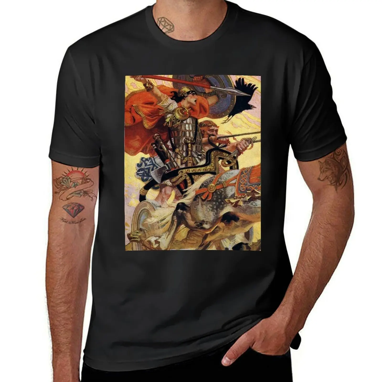 Cuchulain in Battle - J.C. Leyendecker T-Shirt aesthetic clothes graphics workout shirts for men