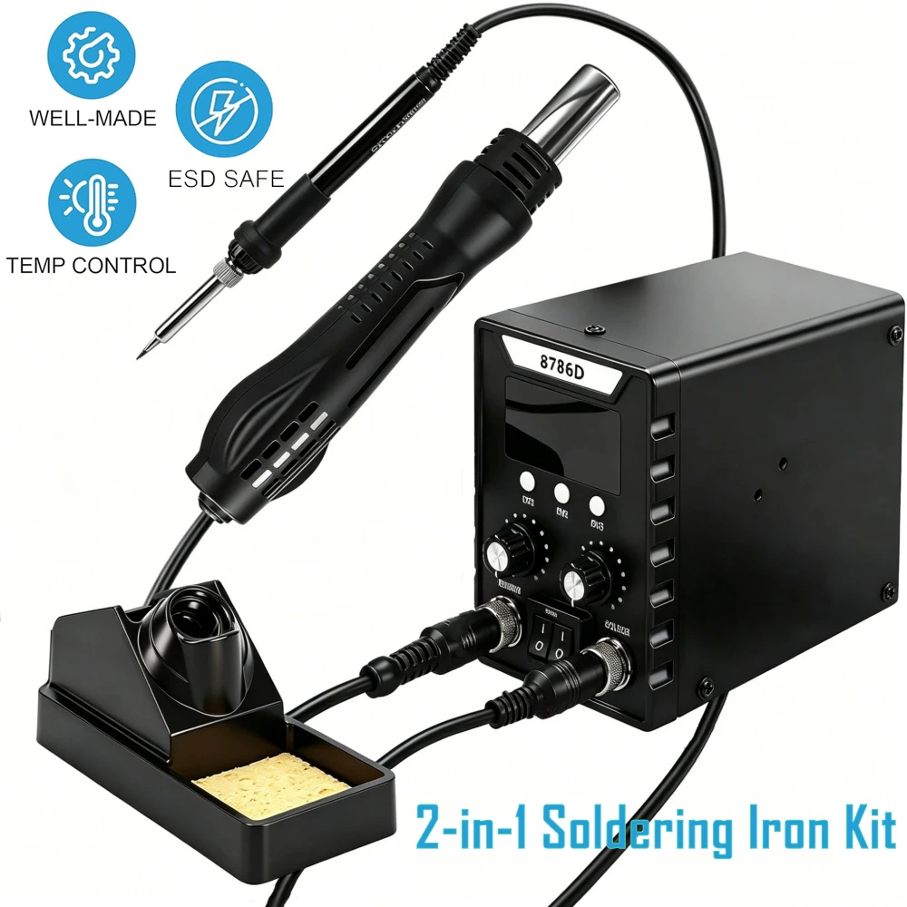 8786D 2-in-1-Lötkolben Heißluft-Lötstation DIY Digitale Reparaturstation Handy-Reparatur BGA SMD Lötwerkzeug Schweißstation