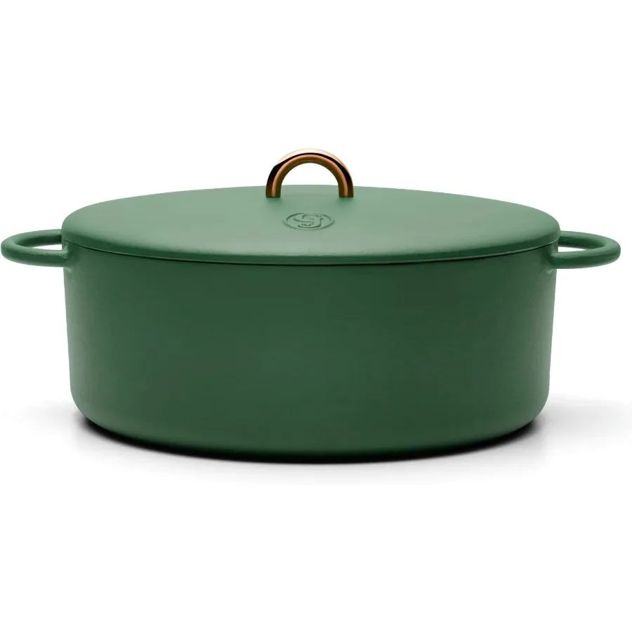 

Dutchess Cast Iron Dutch Oven Pot With Lid Broccoli Large 6.75 Quart Size Dual Handles All Stovetop Safe 500 Dutch Oven For Bre