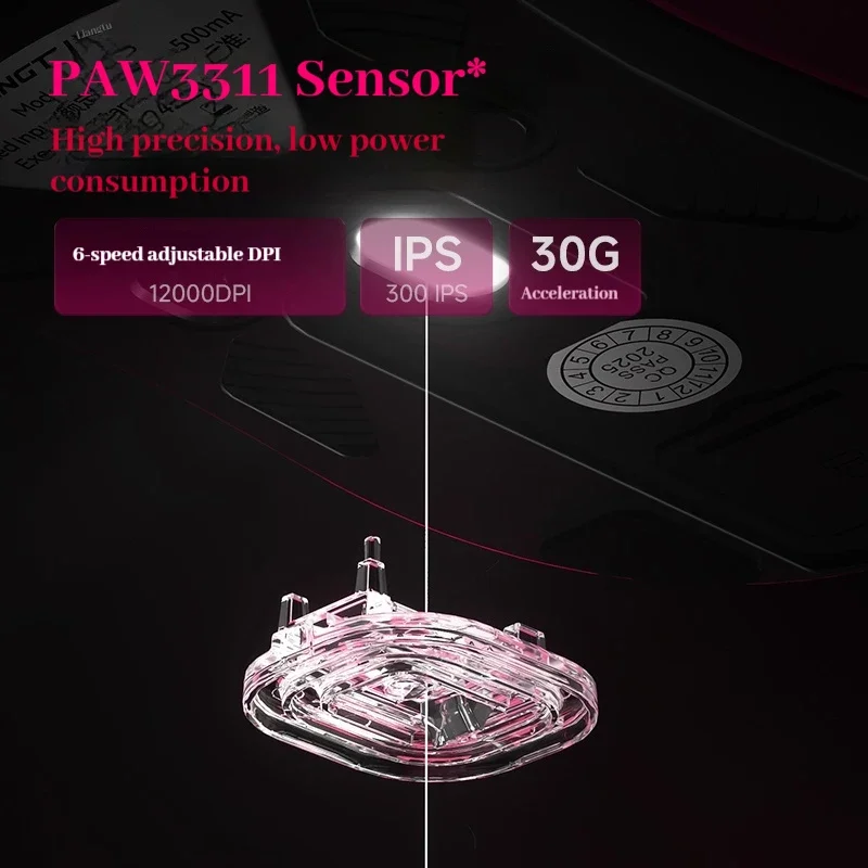 Mouse Nirkabel Langtu M8 Tri-Mode Paw3311 1000mah Ringan E-Sports Kantor untuk Tangan Besar Mouse Serbaguna Hadiah Gaming