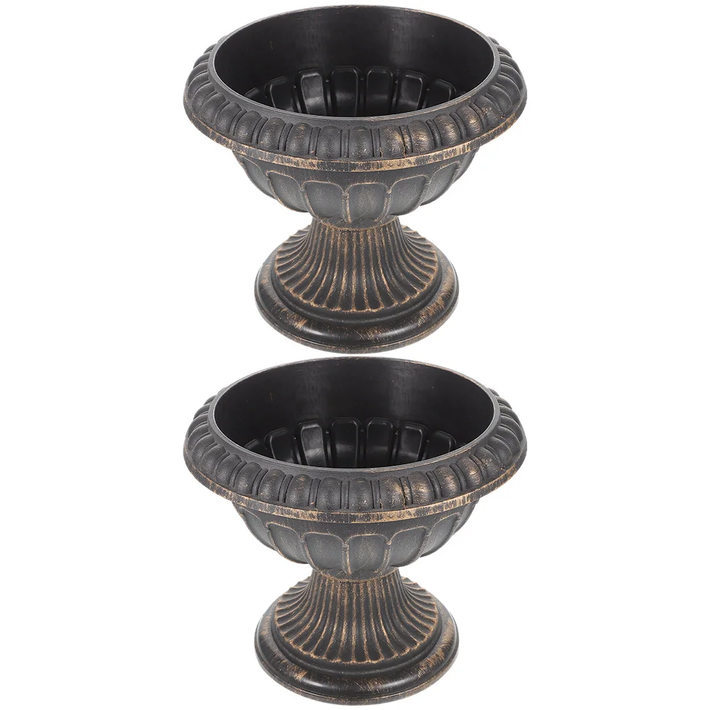 2 Pcs Urn Flower Pots Outdoor Roman Plant Saucers for Outdoors Delicate Vintage Ceramics Front Porch Planters