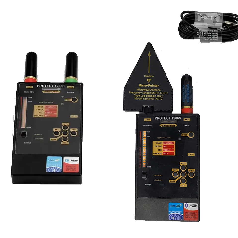 كاشف بلوتوث رقمي احترافي 1206S، جهاز تتبع GSM/GPS/كاشف WiFi Hunter Sweeper، كاميرا مضادة للتجسس، ابحث عن صاعق الحشرات بالليزر