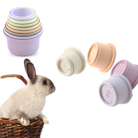 8pcs Colorful Stacking Cups Toy for Rabbits Reusable Bunny Toys Puzzle Toys for Hiding Food Playing Bunny Accessories Pet
