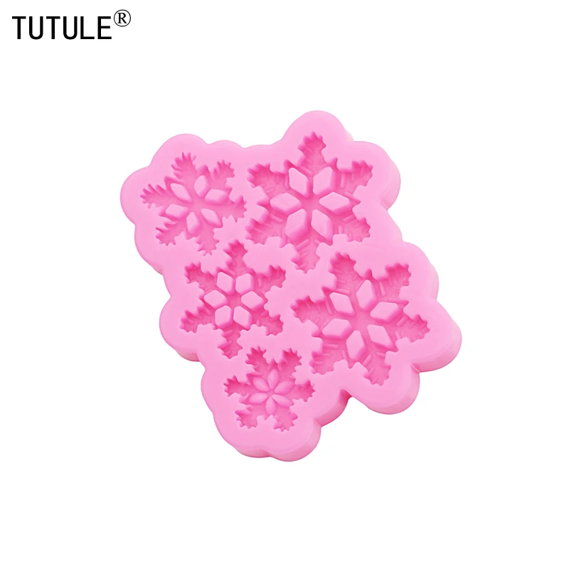 DIY Christmas Snowflakes Keychain Earrings Silicone Mold Snowflake Clay epoxy resin Accessories Moulds cake Chocolate Molds