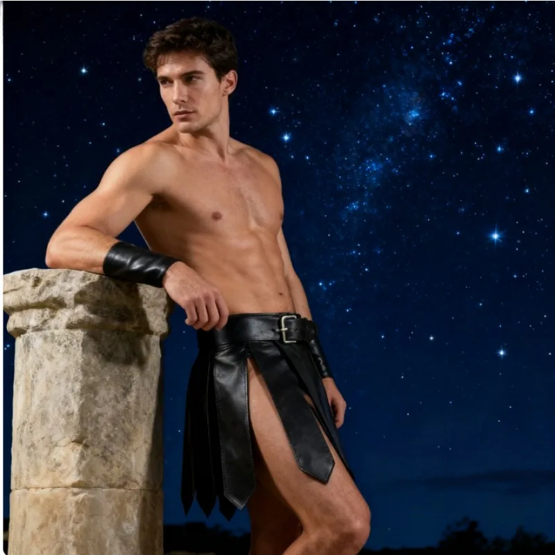 

European Viking Style Medieval Leather Belt Roman Skirt Warrior Cosplay Costume Accessory Retro Knight Role Play Outfit Prop