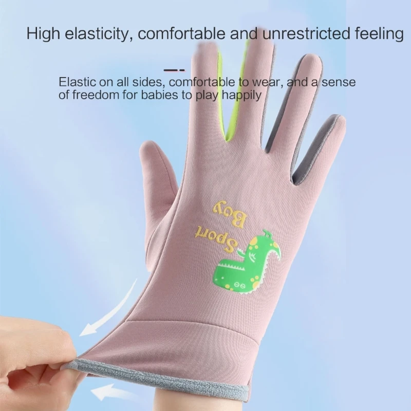 Fluorescence Waterproof Winter Gloves for Kids Boys Cold Weather Snowboard Road Cycling Gloves with Fleece Cuffs