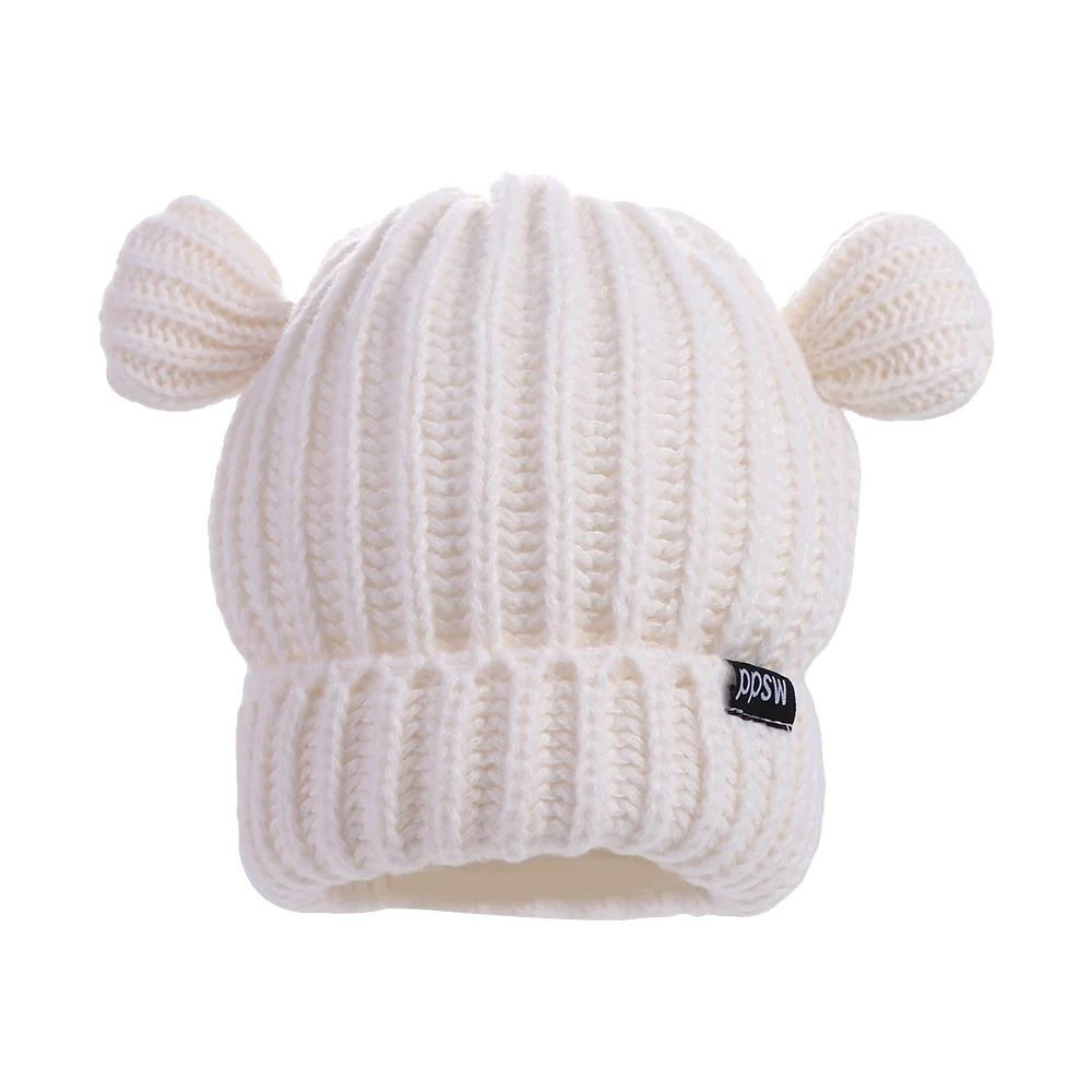 

Personality Letter Bear Ears Knitted Hat Beanie Hat Skull Cap Cat Ears Beanie All-match Woolen Hat Streetwear