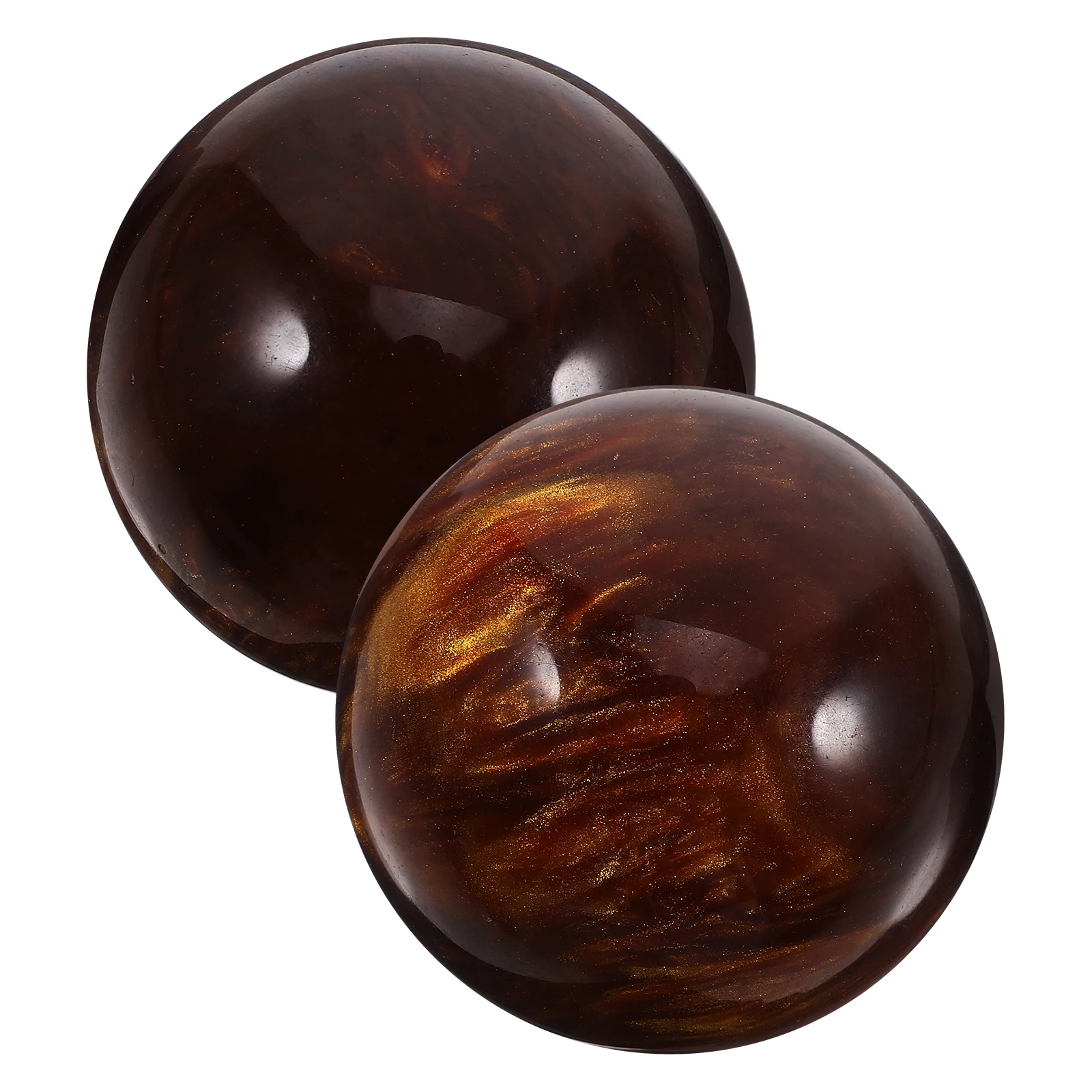 

2pcs Health Balls 50mm Golden Resin Hand Exercise Fitness Training Portable Massage Balls for Rolling Decorative