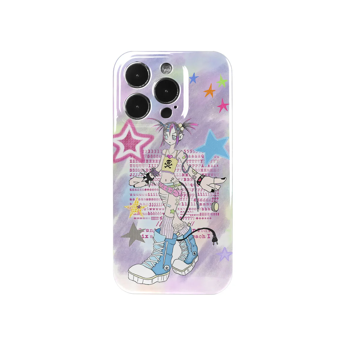 Art Phone Case Y2K Purple Girl Walking Stars Cultural Creative Cover 90's for iPhone 15 14 13 12 11 Pro Max Plus