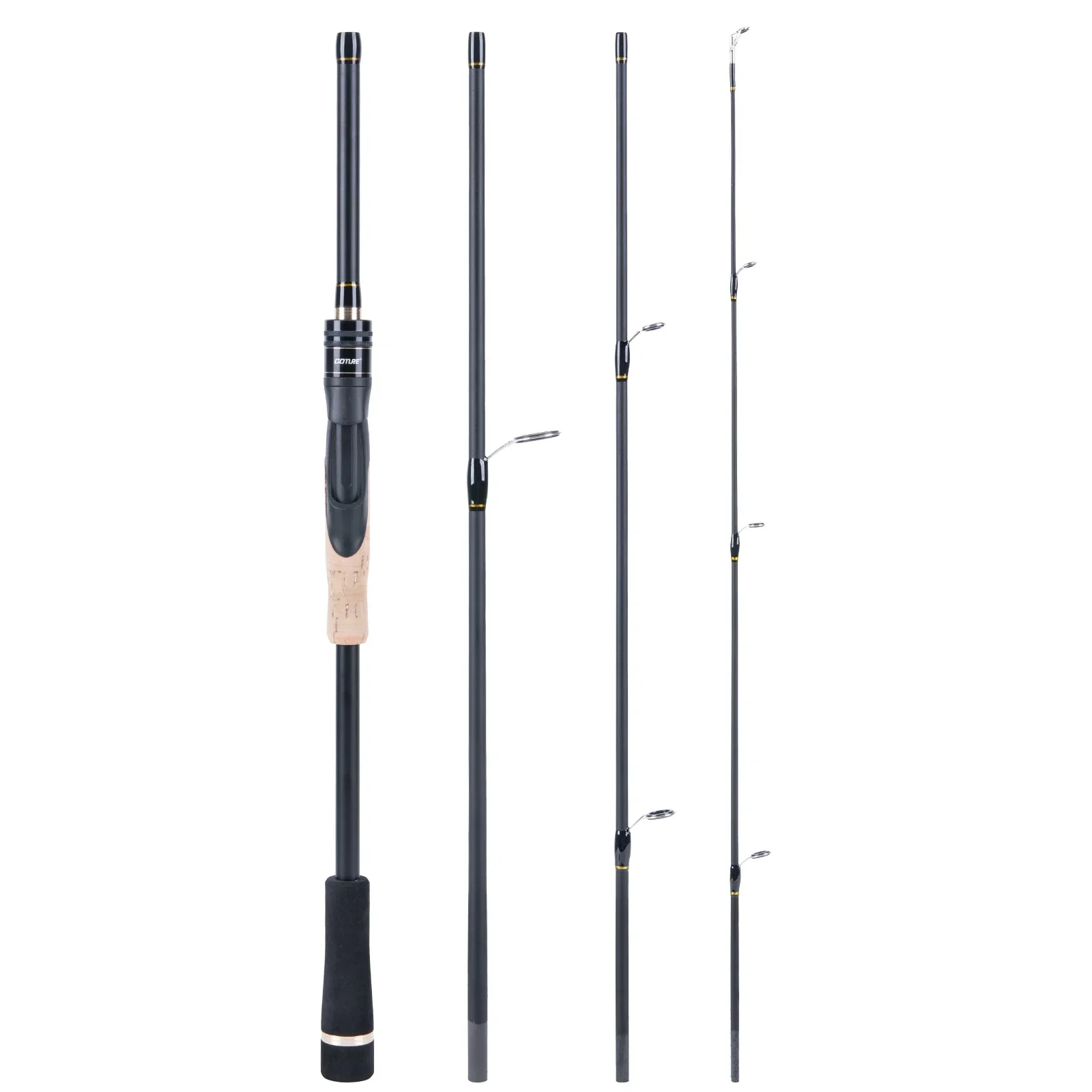 GOTURE VNOBLE Spinning Casting Fishing Rod MF Power 4 Section 1.98m 2.1m 30T Carbon Travel Lure Rod for Bass Pike Fishing