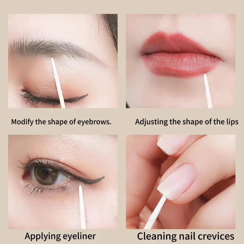 使い捨て超小型両端木綿棒 100本入り 糸くずの出ないマイクロブラシ まつげエクステ接着剤除去ツール 尖ったタイプ