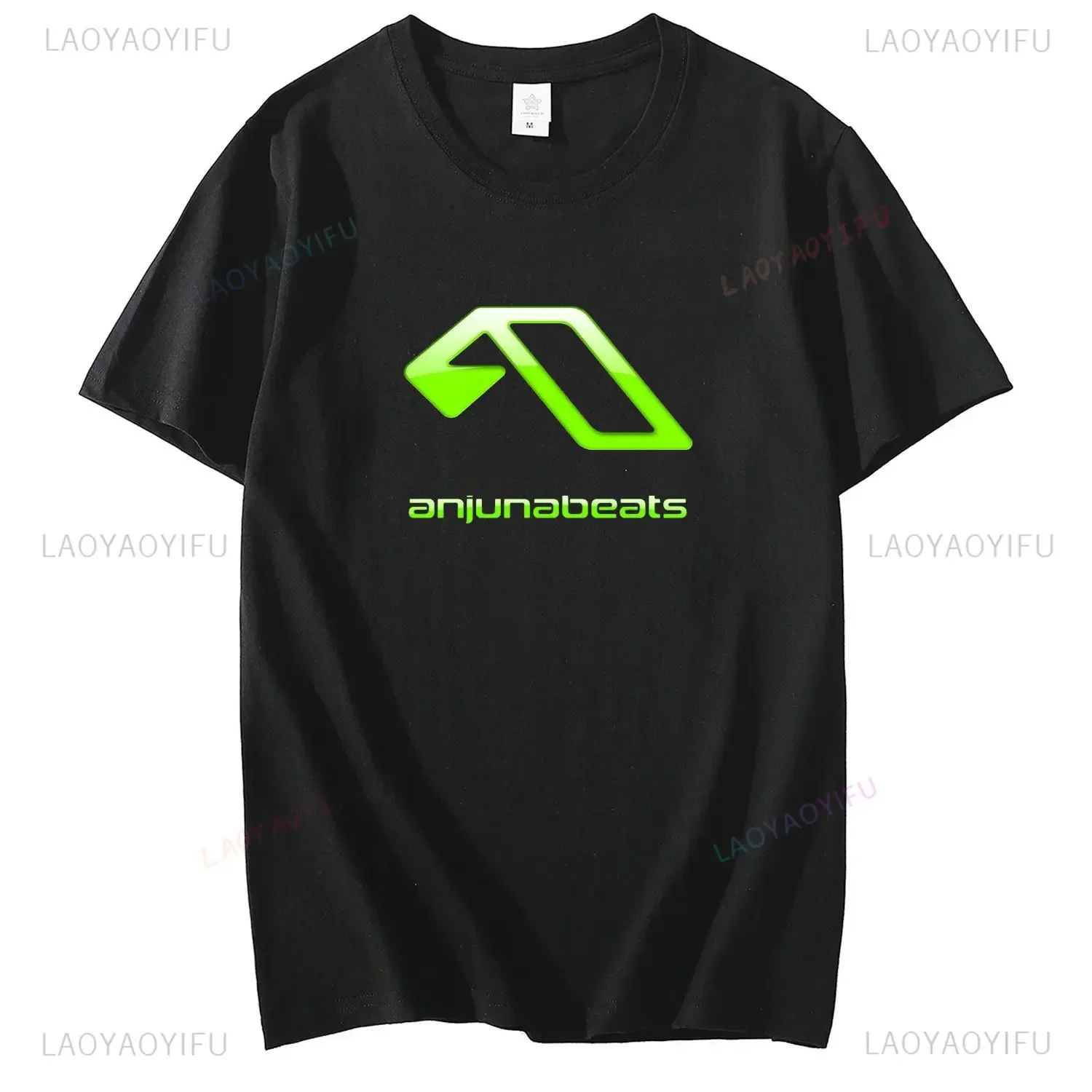 Camiseta de algodón para hombre, camisa negra de manga corta con estampado de música de DJ, ANJUNABEATS Above & Beyond, divertida, ropa de calle