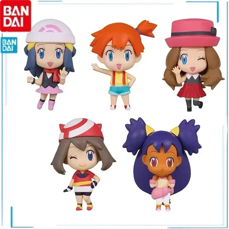 Bandai Pokemon Anime Figures Misty May Hikari Iris Gashapon Genuine Japanese Anime Different Style Models Kids Brinquedos