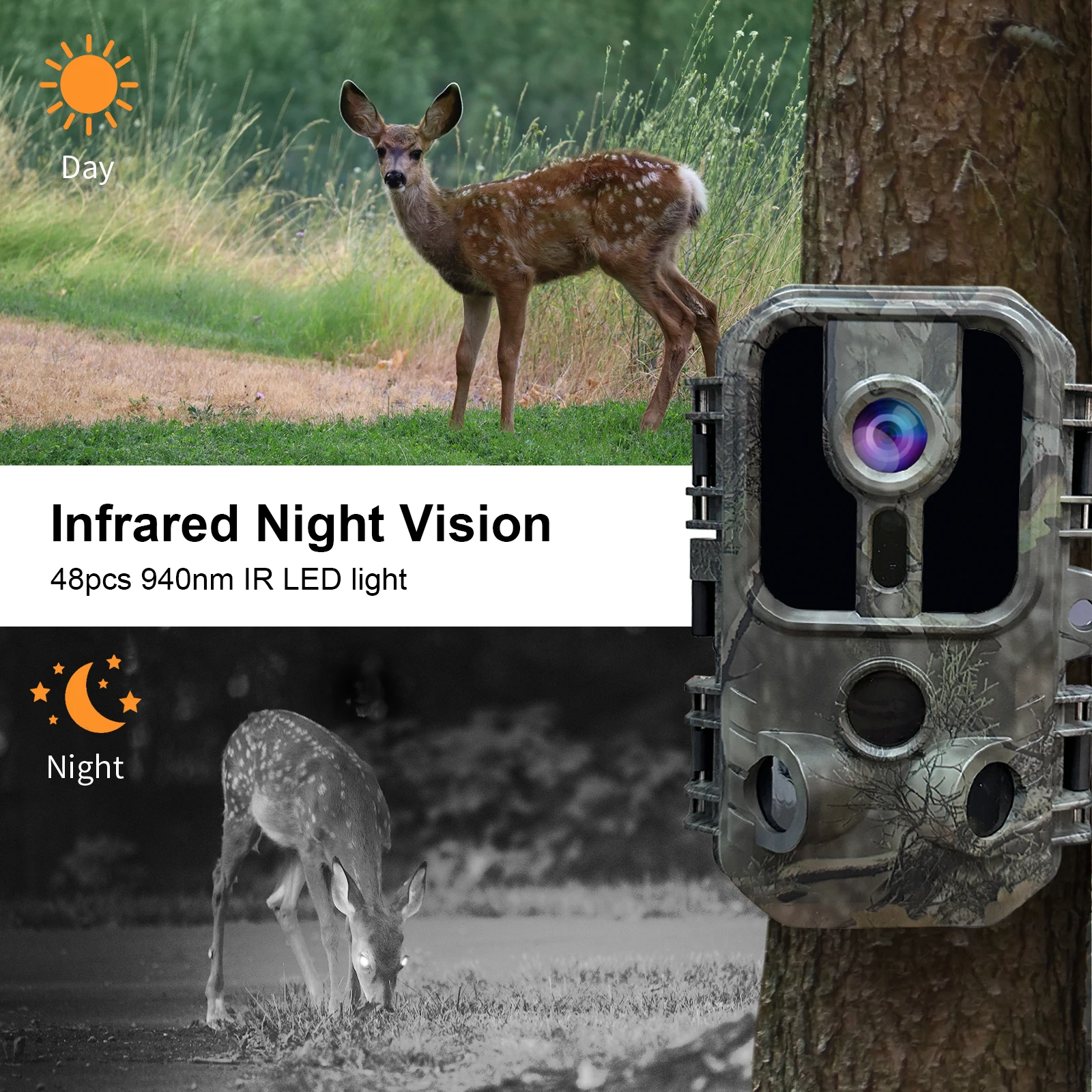 Telecamera da caccia 16MP 1080P Visione notturna Telecamera per la fauna selvatica per campeggio esterno Sicurezza Monitoraggio della visione notturna Telecamera da caccia