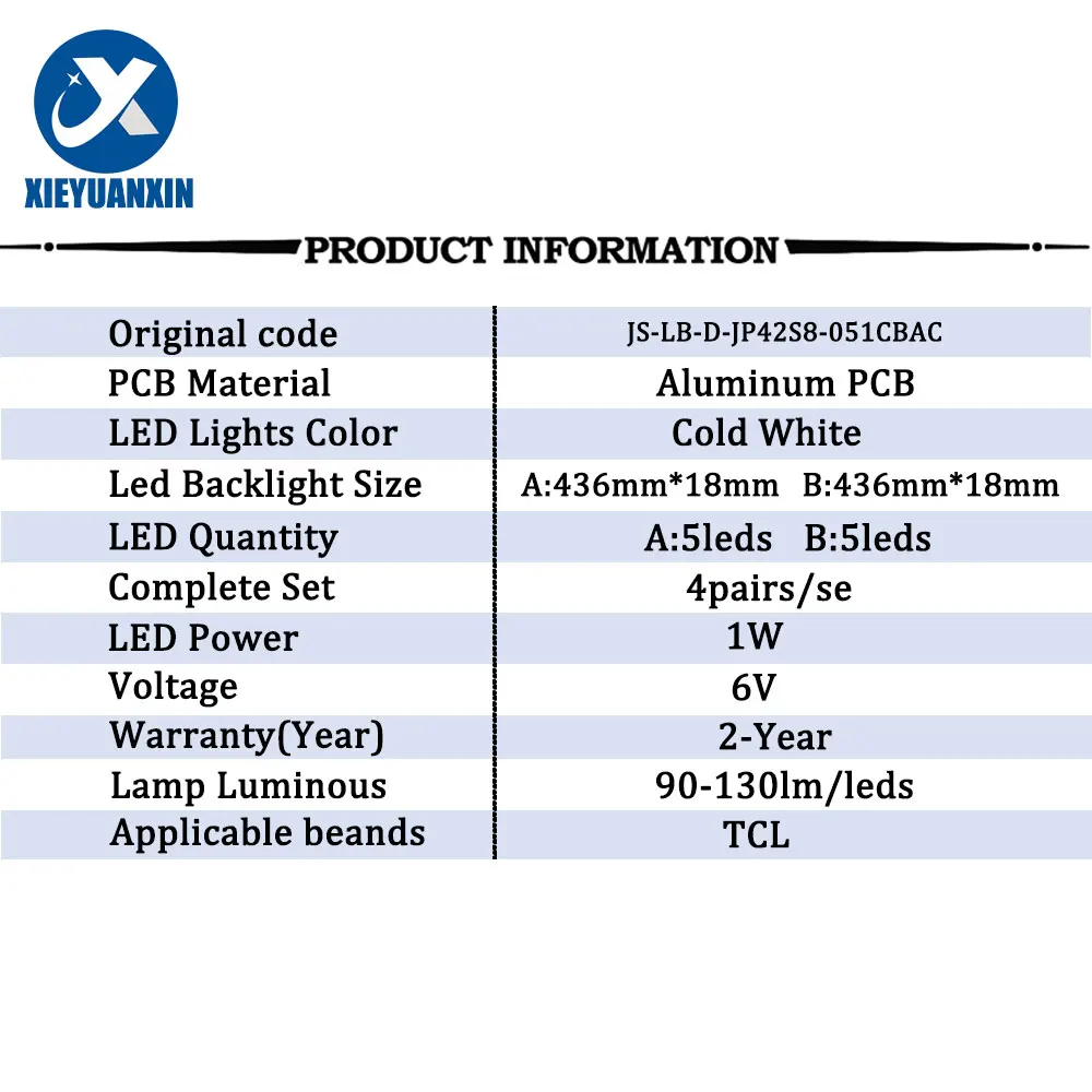 6V 436mm Backlight Tv Repair Parts For TCL Rowa 42inch JS-LB-D-JP42S8-051CBAC 4Pairs/Set Led Light Strip 42C560 LED42C360