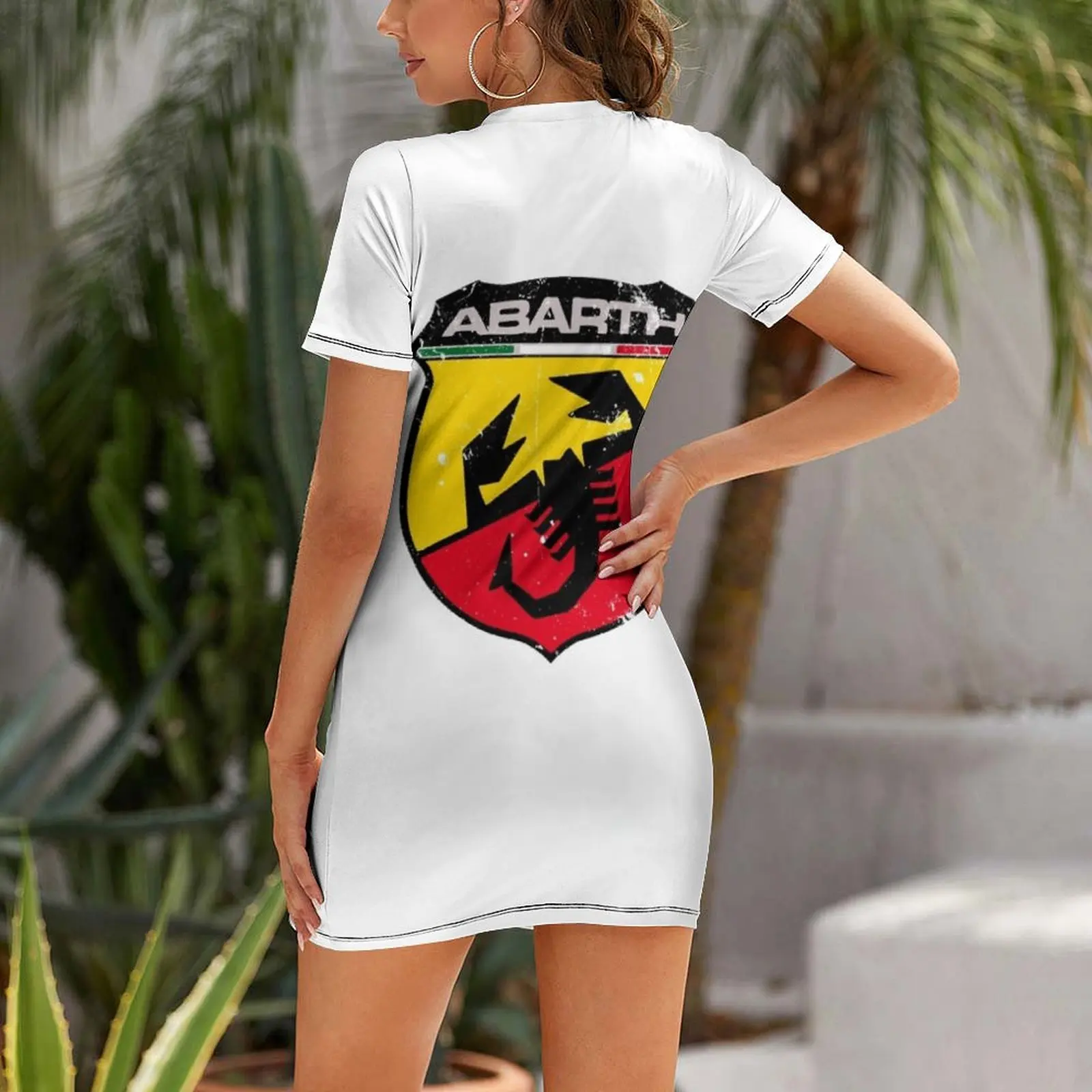 Abarthlogo T-Shirt classique robe à manches courtes robe d'été ample robe de soirée chic et élégante pour les femmes d'été