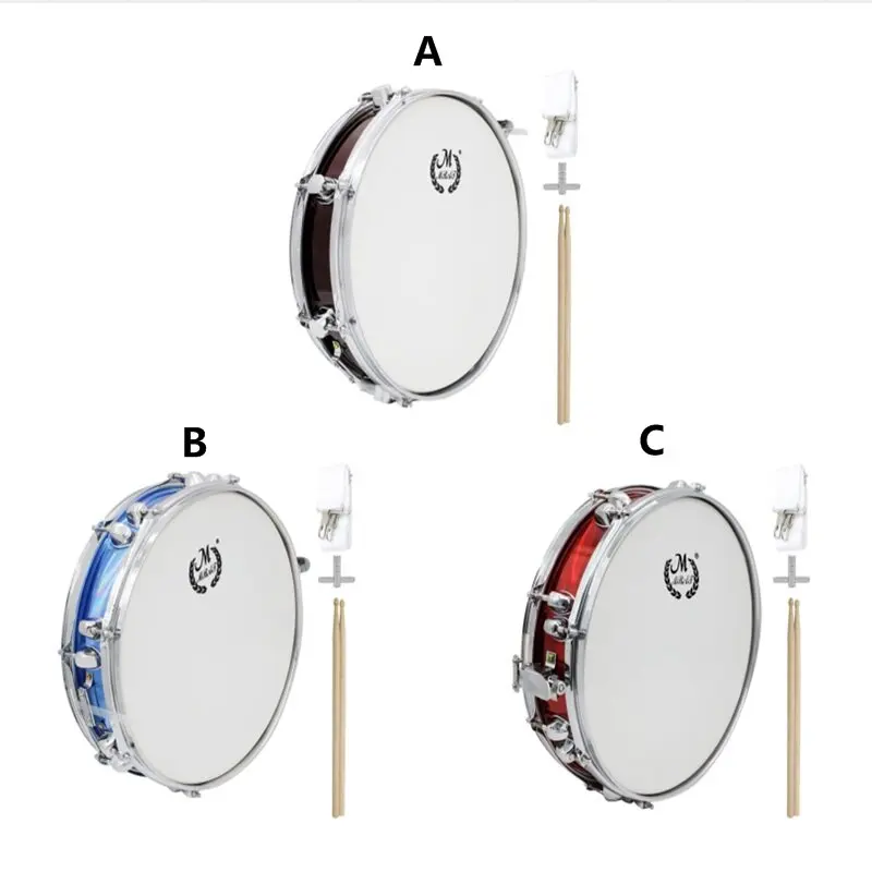 14inch March Snares Drum with Adjust Strap and Drumsticks Performances Drum Percussions Instrument Musical Kid Hand Drum