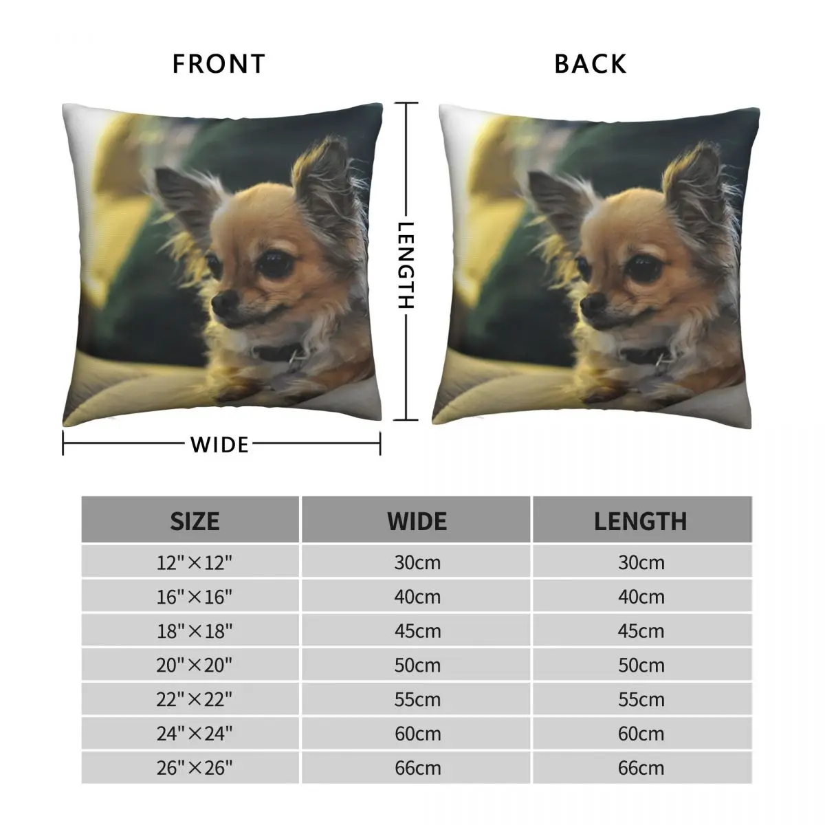 Long Haired Chihuahua Square Pillowcase Polyester Linen Velvet Pattern Decor Pillow Case Sofa Seater Cushion Cover Wholesale