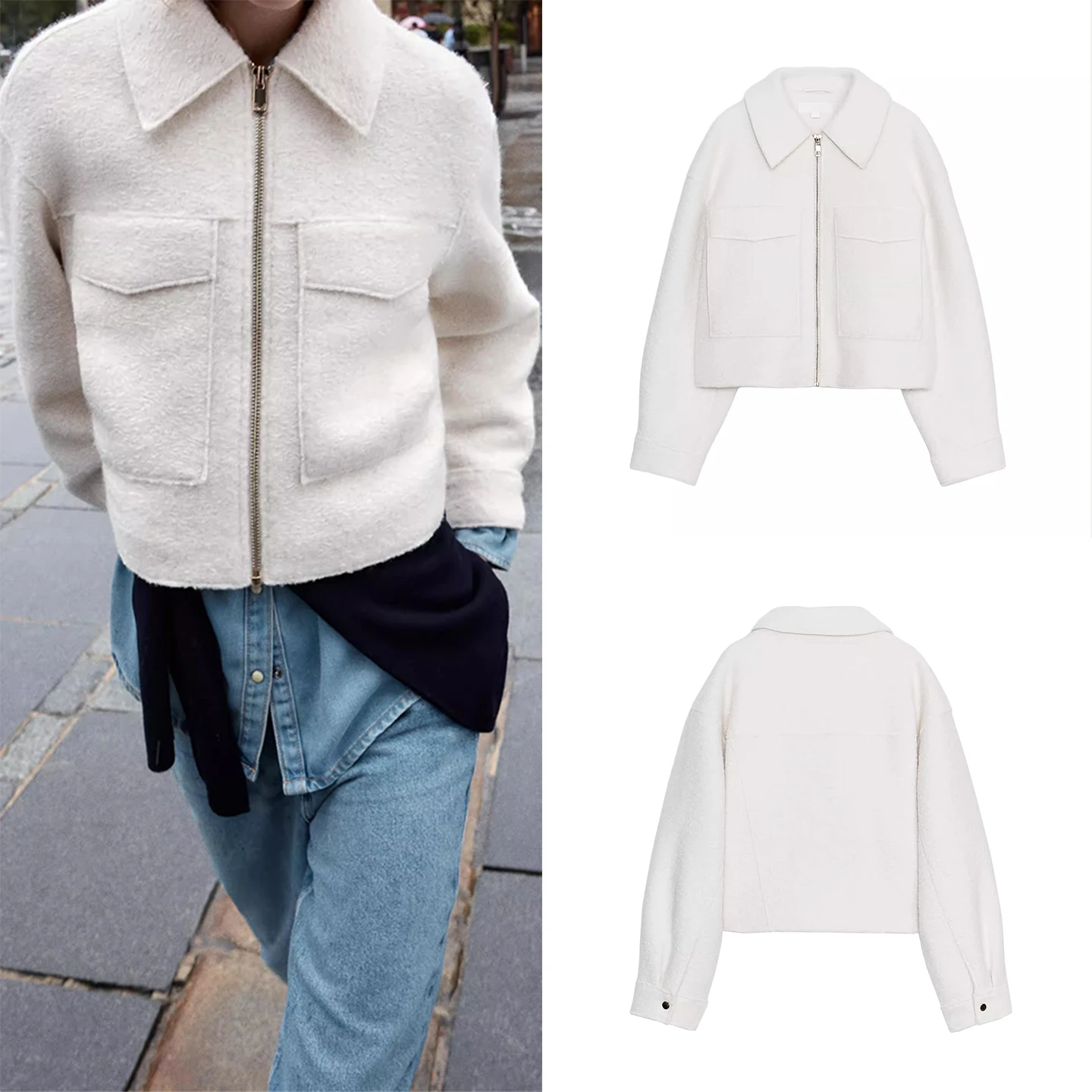 

Z Women's Faion Jaet 2025 New Sle Personali ket Embroidered Cloth Outerwear Breathable Long Sve Zipper Clo...