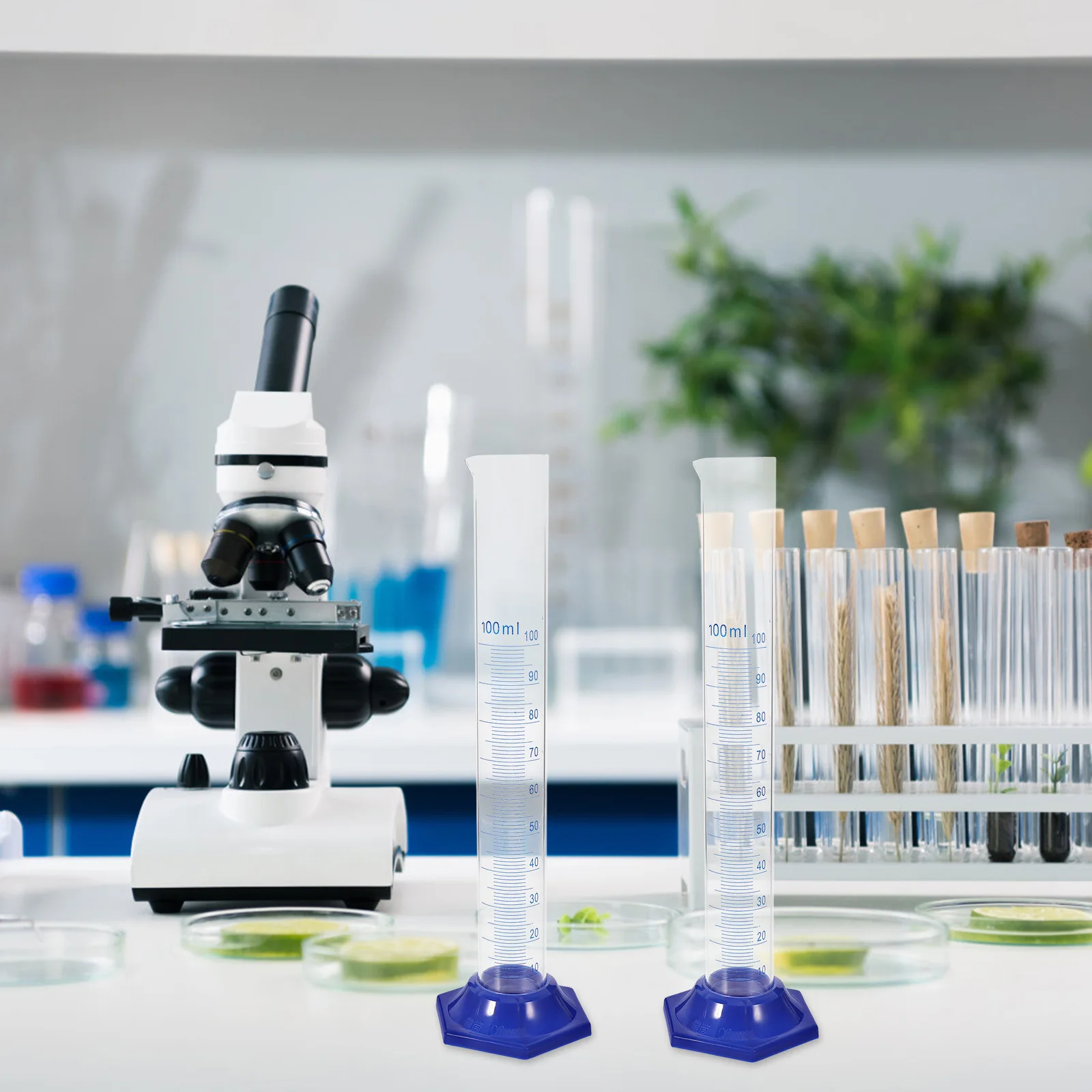 4 قطعة 100 مللي الزجاج تخرج اسطوانة قاعدة مستديرة أسطوانة قياس مختبر معدات الكيمياء مقاومة للحرارة الكيميائية #6