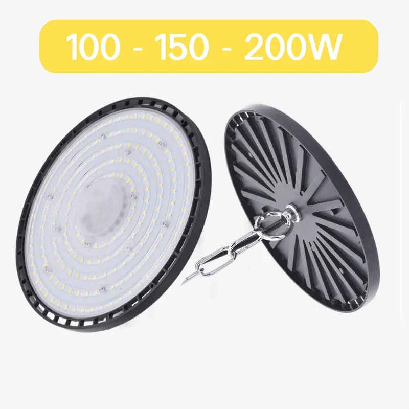 UFO LED High Bay Lights Super Bright 100/150/200W Waterproof Commercial Industrial Market Warehouse Garage Workshop Garage Lamps