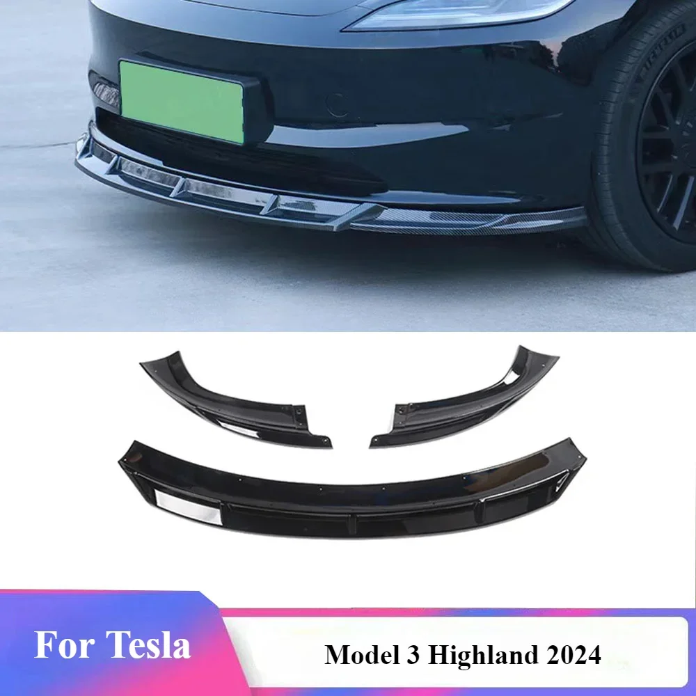 For Tesla Model 3 Highland 2024 Front Bumper Lip Front Bumper Lip Chin Diffuser Body Kit Spoiler Deflector Tuning Accessories