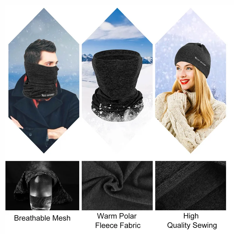 WEST BIKING Winter Men\'s Cycling Scarf Bicycle Motorcycle Neck Warmer Sport Headband Ski Windproof Face Shield Fishing Bandana