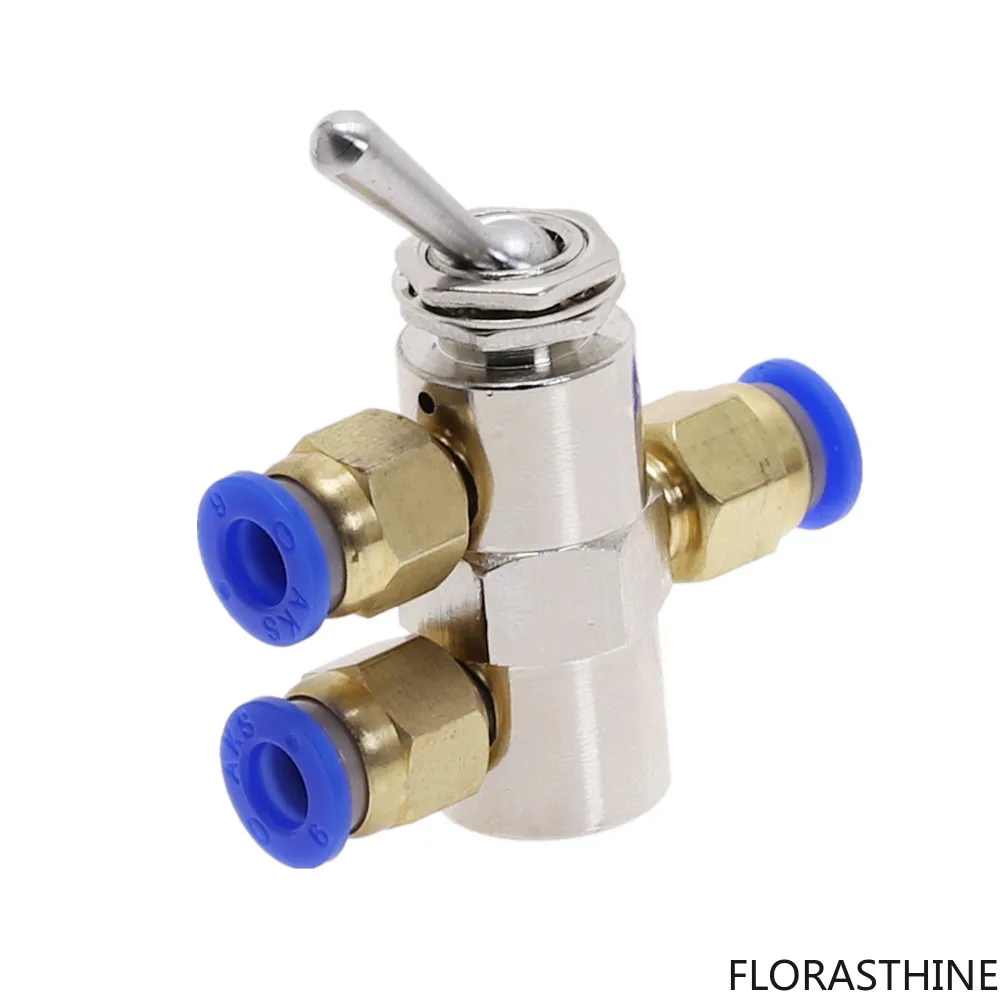 TAC2-4V Exhaust valve 2 Position 5 Way Toggles Mechanical Cylindrical Air Pneumatic Valve Switch W Fiittings