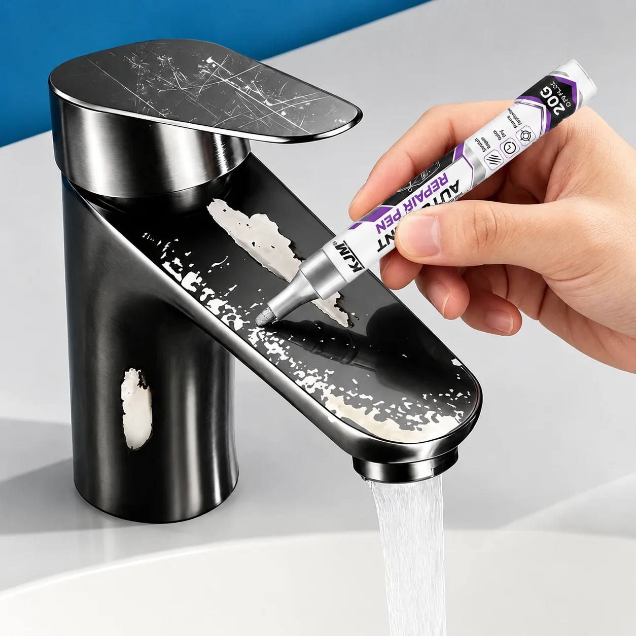 Chrome Metal Touch‑Up Repair Pen Scratch Chip Restorer for Car Wheel Rim Window Trim Auto & Household Metal Surface Refinishing