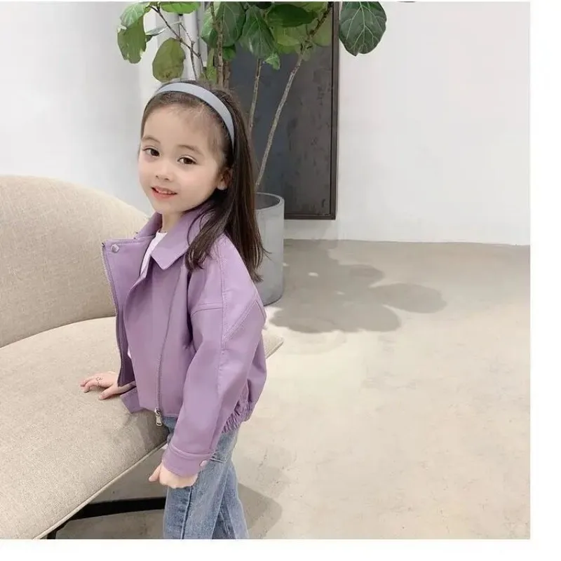 Giacca in pelle per bambina collezione primavera e autunno giacca in pelle per bambini tuta da moto per bambini cappotto in PU