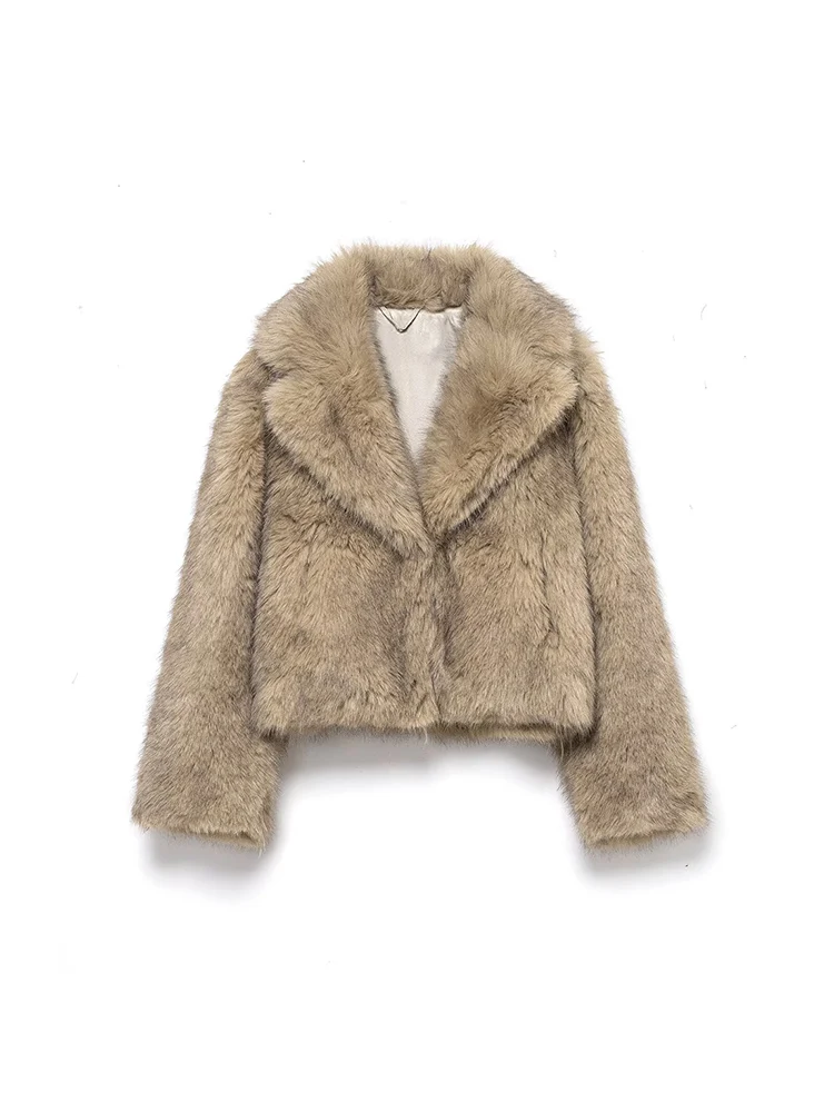 

European-style new women's fashionable and versatile faux fur collar long-sleeved short coat/jacket.