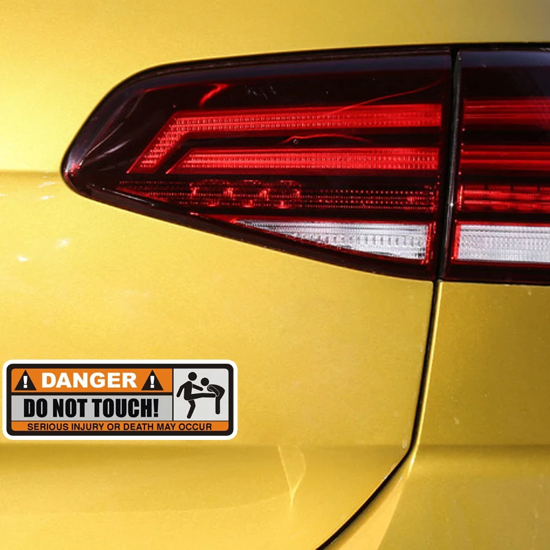 LYKX 2X DANGER DO NOT TOUCH Car Sticker Funny SERIOUS INJURY OR DEATH MAY OCCUR Exterior Accessories PVC Decal,13CM*4CM