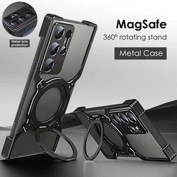 For Samsung Galaxy S25 S24 S23 Ultra Plus Aluminum Frameless Magnetic Magsafe Phone Case Metal Lens Protection Shockproof Cover