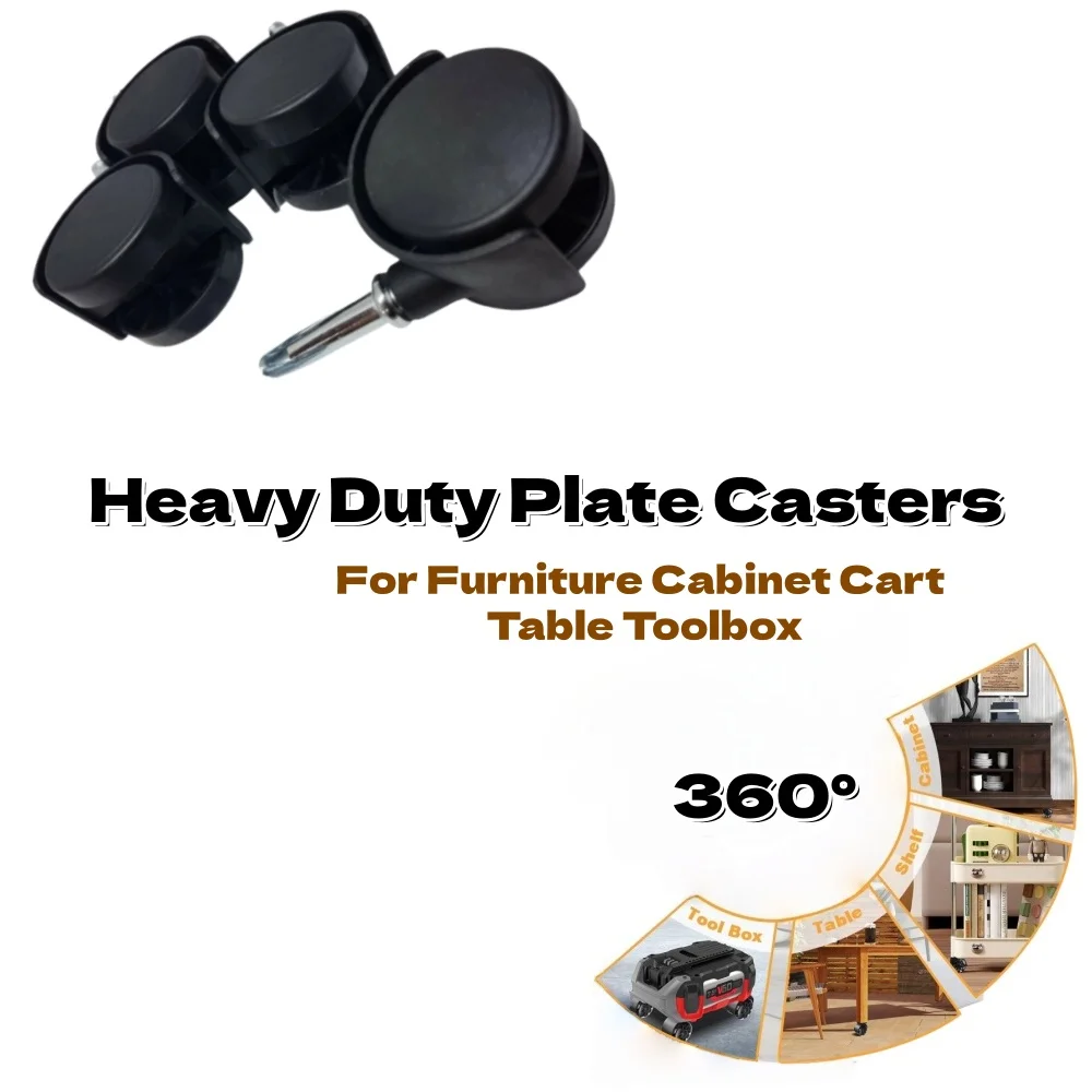 Double Wheel Rotating Casters 360° Swivel 40mm Casters Transporting Accessories for Furniture Cabinet Cart Table Toolbox
