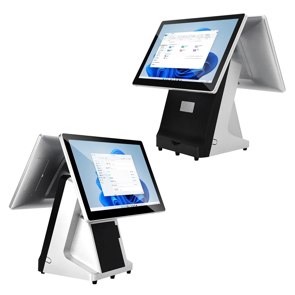 15.6+15.6 Inch Dual Screen Plastic Shell Pos System With Cutter Printer And Wifi And Android/Windows For Supermarket