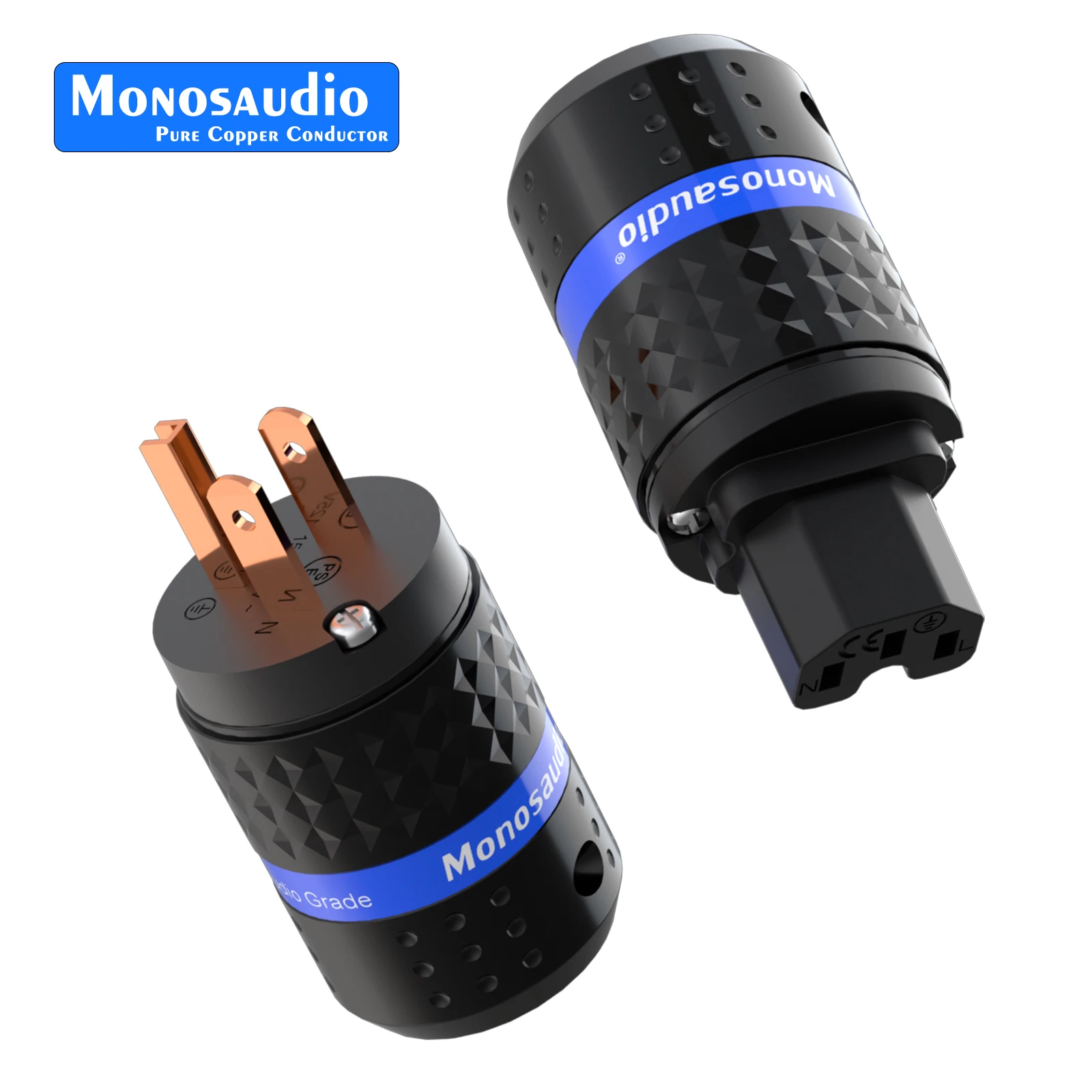 

Monosaudio M102/F102 99.998% Pure Copper US AC Power Plug & IEC320 C13 Connector for Audio DIY Mains Power Cable