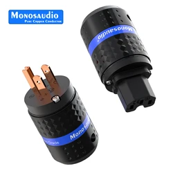 Monosaudio M102/F102 99.998% Pure Copper US AC Power Plug & IEC320 C13 Connector for Audio DIY Mains Power Cable