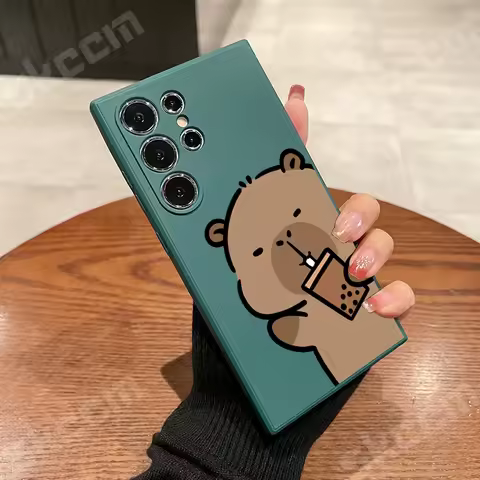 Cartoon Cute Capybara Phone Case For Samsung Galaxy S24 Ultra S23 FE S22 S20 Plus A73 A72 A71 A55 A54 A51 A50 A35 A15 Cover
