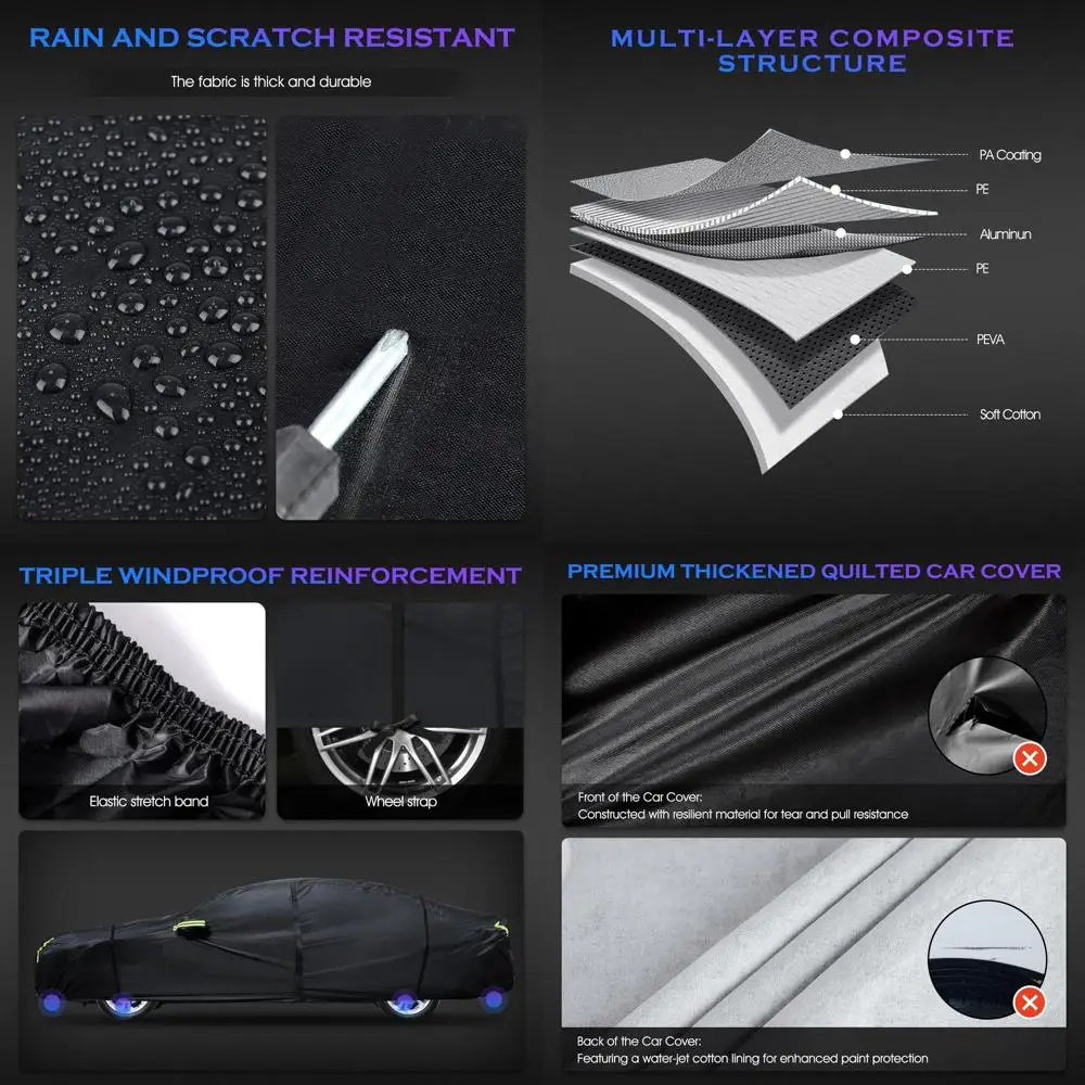 

Universal 6-Layer Waterproof Truck Cover for All Weather Protection, Suitable for Various Models, Black