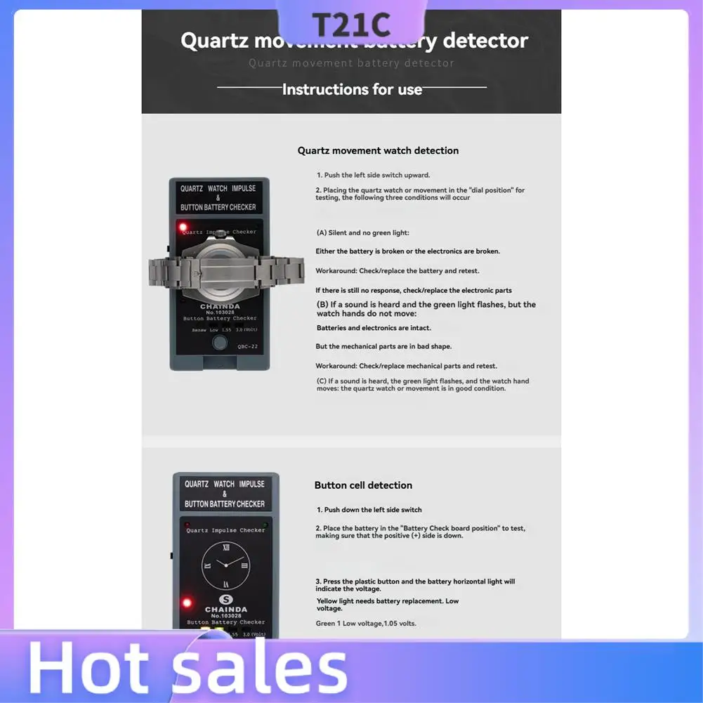 

T21C Quartz Movement Watch Tester Forbutton Battery Tester Quartz Watch Movement Impulse Detector Watchmaker Repair Supply Tool